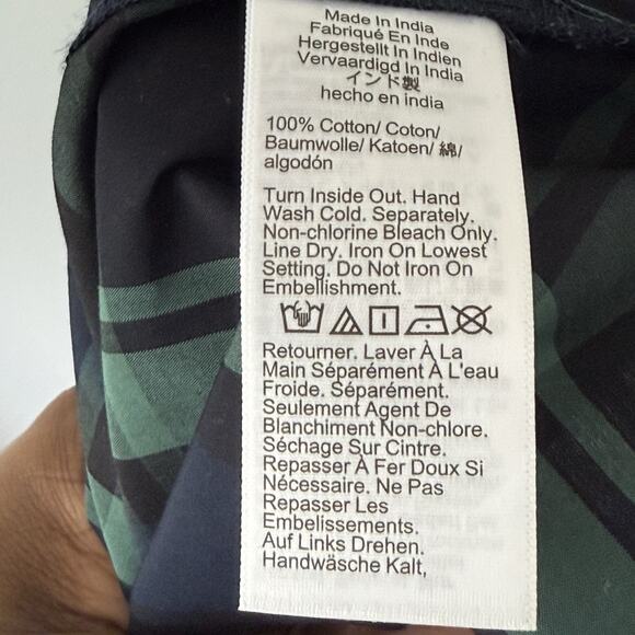 J.Crew Womens Fresco Top Rhinestone Buttons Size S Green Tartan Plaid Academia - Picture 9 of 9